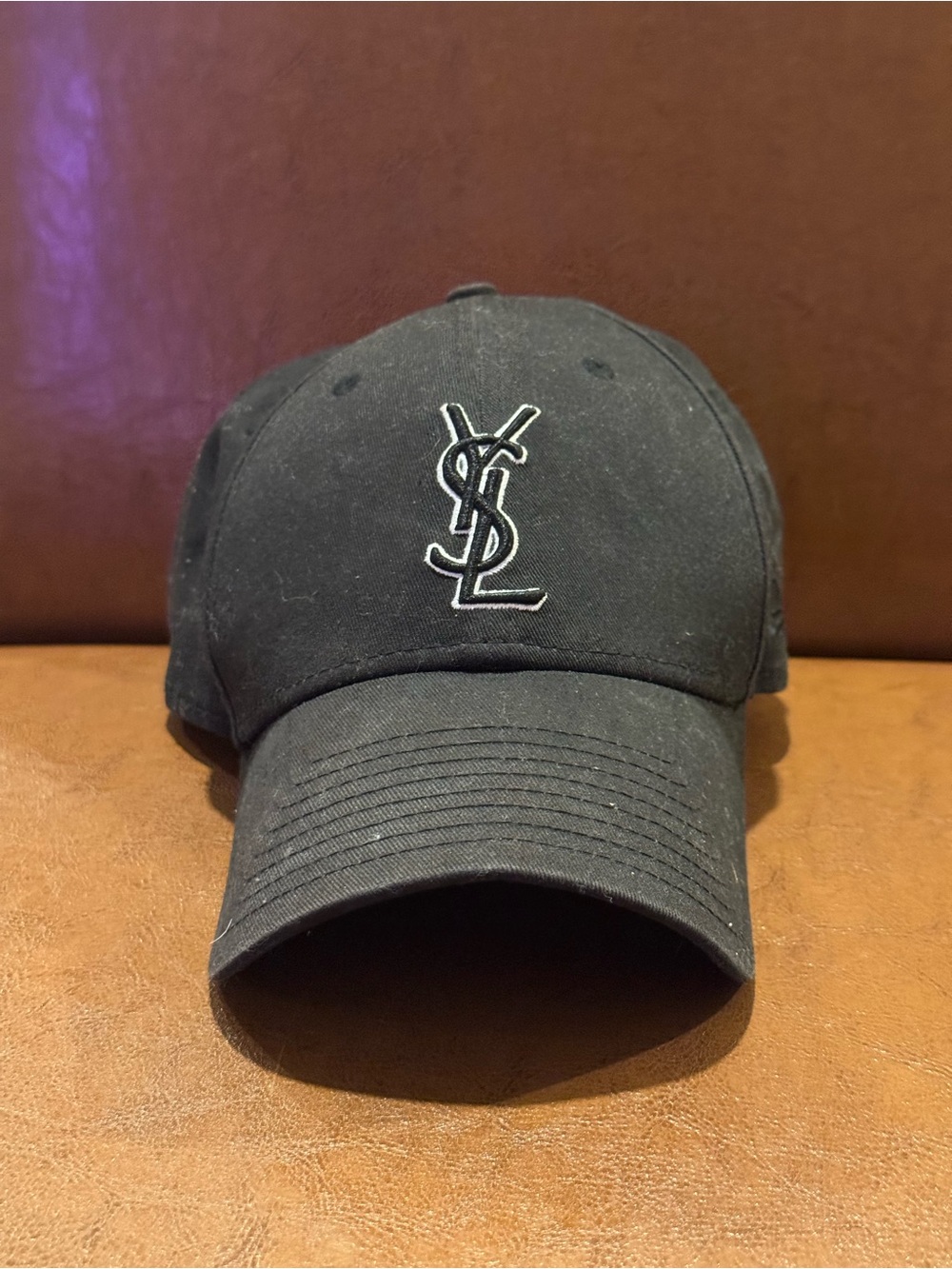 Saint Laurent Black Label Hat with Contrast White Logo